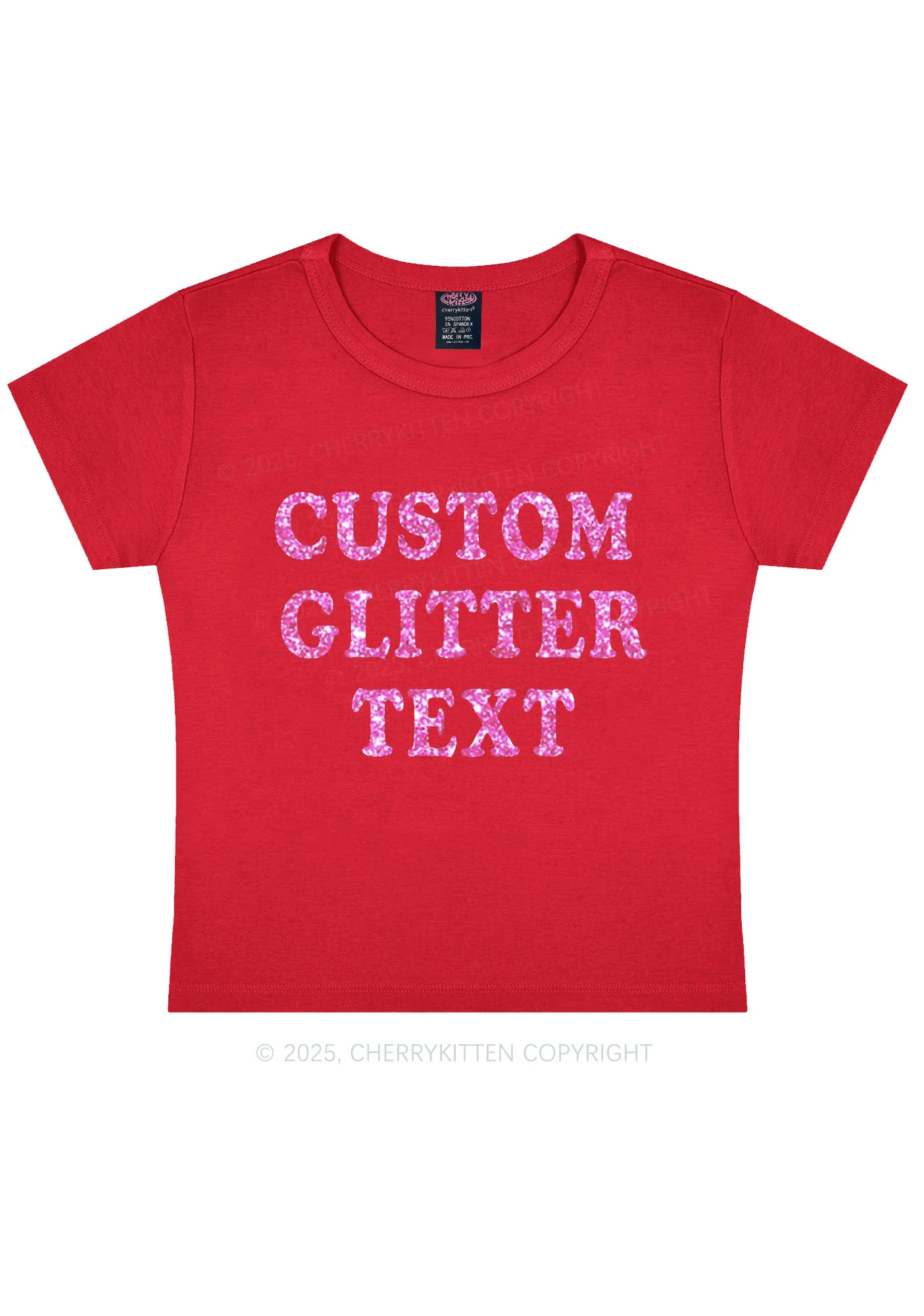 Custom Text Glitter Y2K Baby Tee Cherrykitten - Image 11