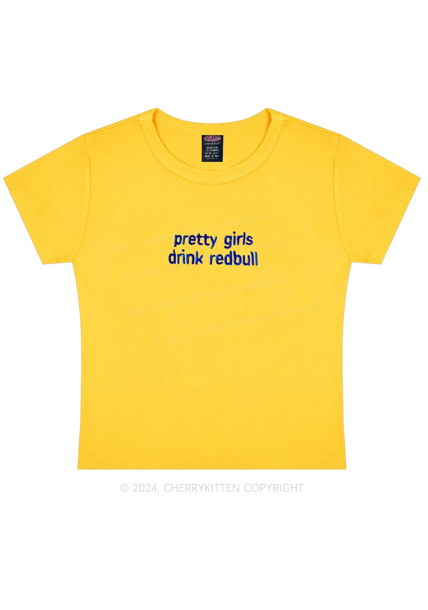 Embroidered Pretty Girls Drink Red Y2K Baby Tee Cherrykitten - Image 6