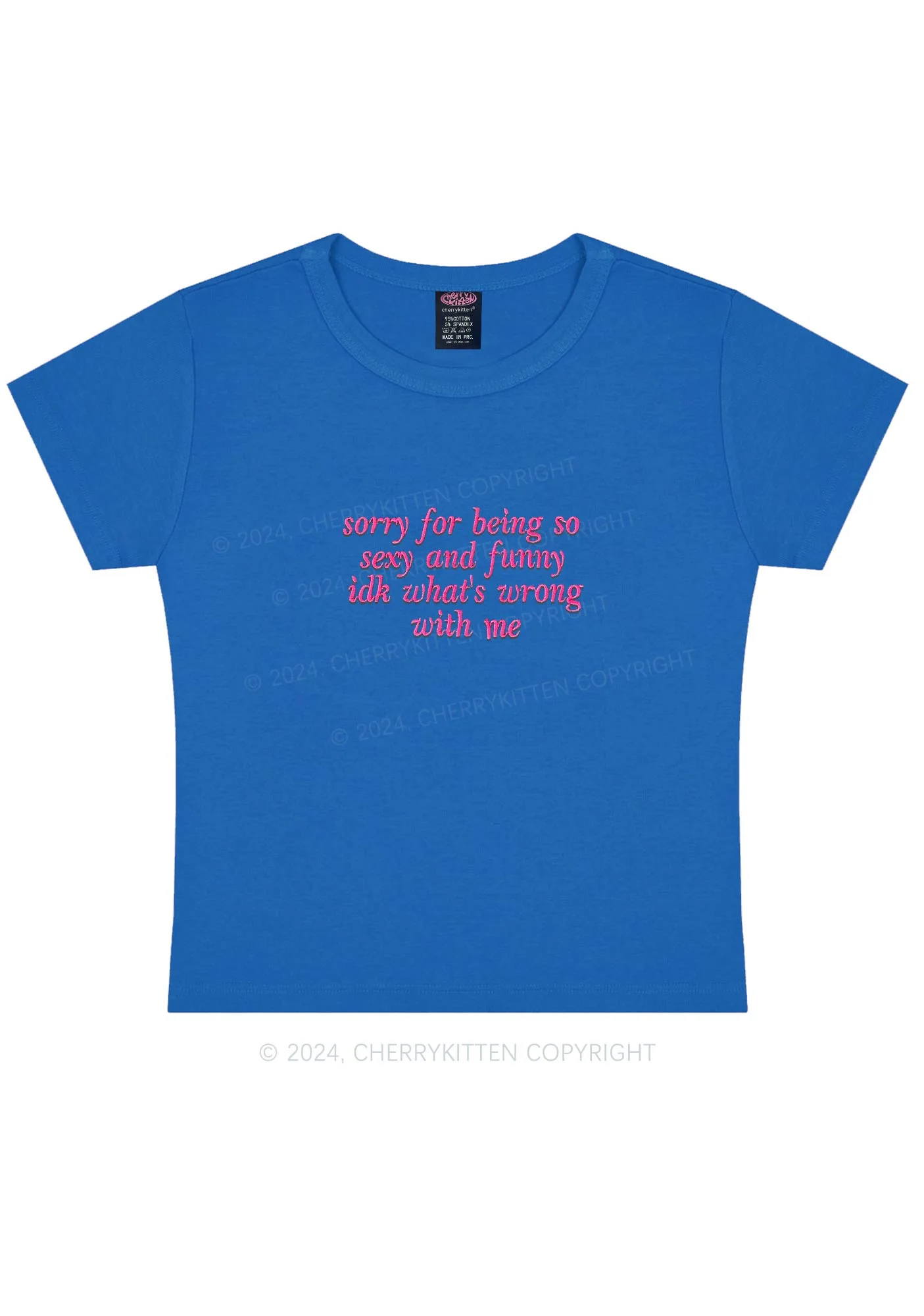 Embroidered Sorry For Being So Funny Y2K Baby Tee Cherrykitten - Image 9
