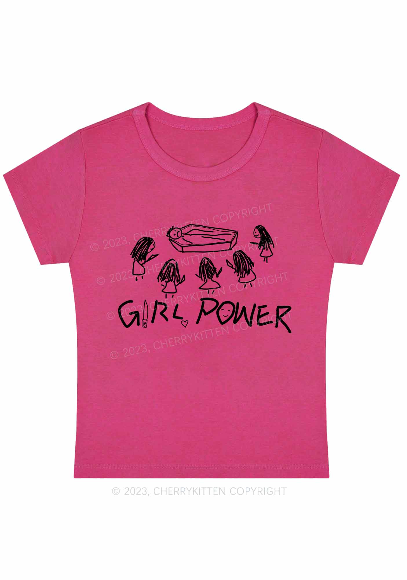 Girls Power Y2K Baby Tee Cherrykitten - Image 5