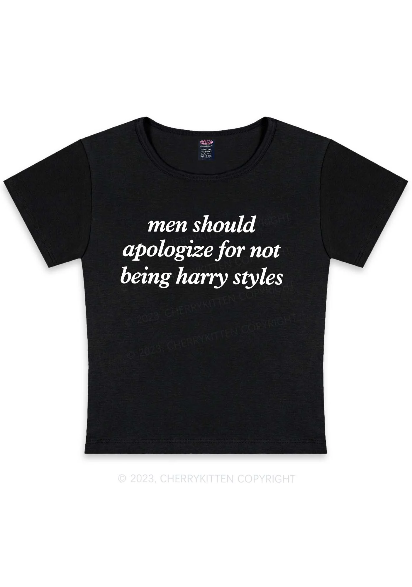 Men Should Apologize Y2K Baby Tee Cherrykitten - Image 3