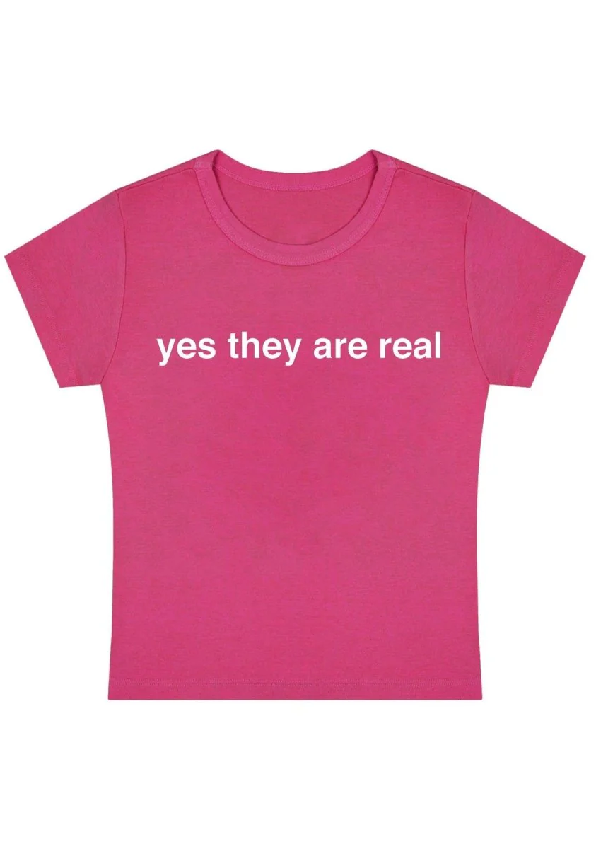 Yes They're Real Y2k Baby Tee - Image 4